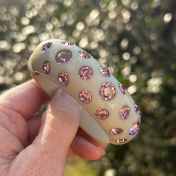 ALBERT WEISS Mint Green Rhinestone Clamper BRACELET - Picture 4 of 9